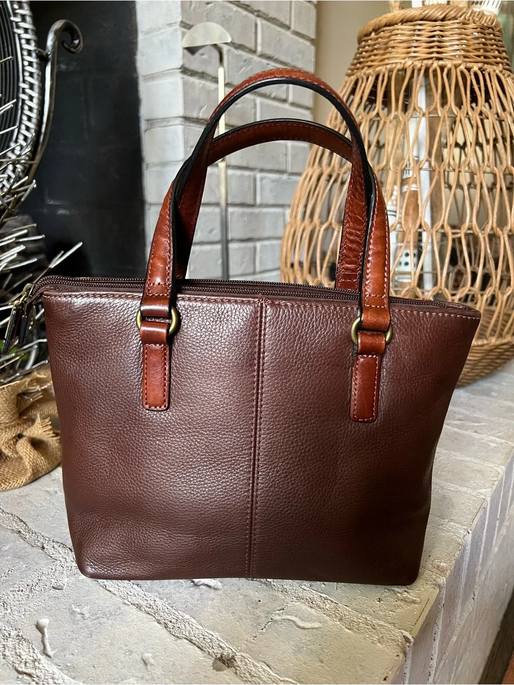 Fossil Vintage Y2K Multi Texture Leather Patchwork Satchel Purse